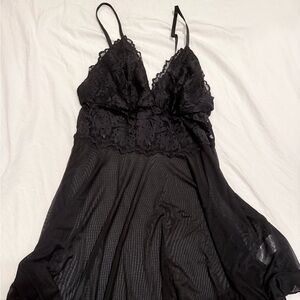 Black Lace & Mesh Chemise Nightgown - Women's Intimates